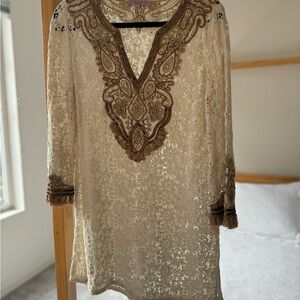 Calypso St. Barth Beige Lace Tunic